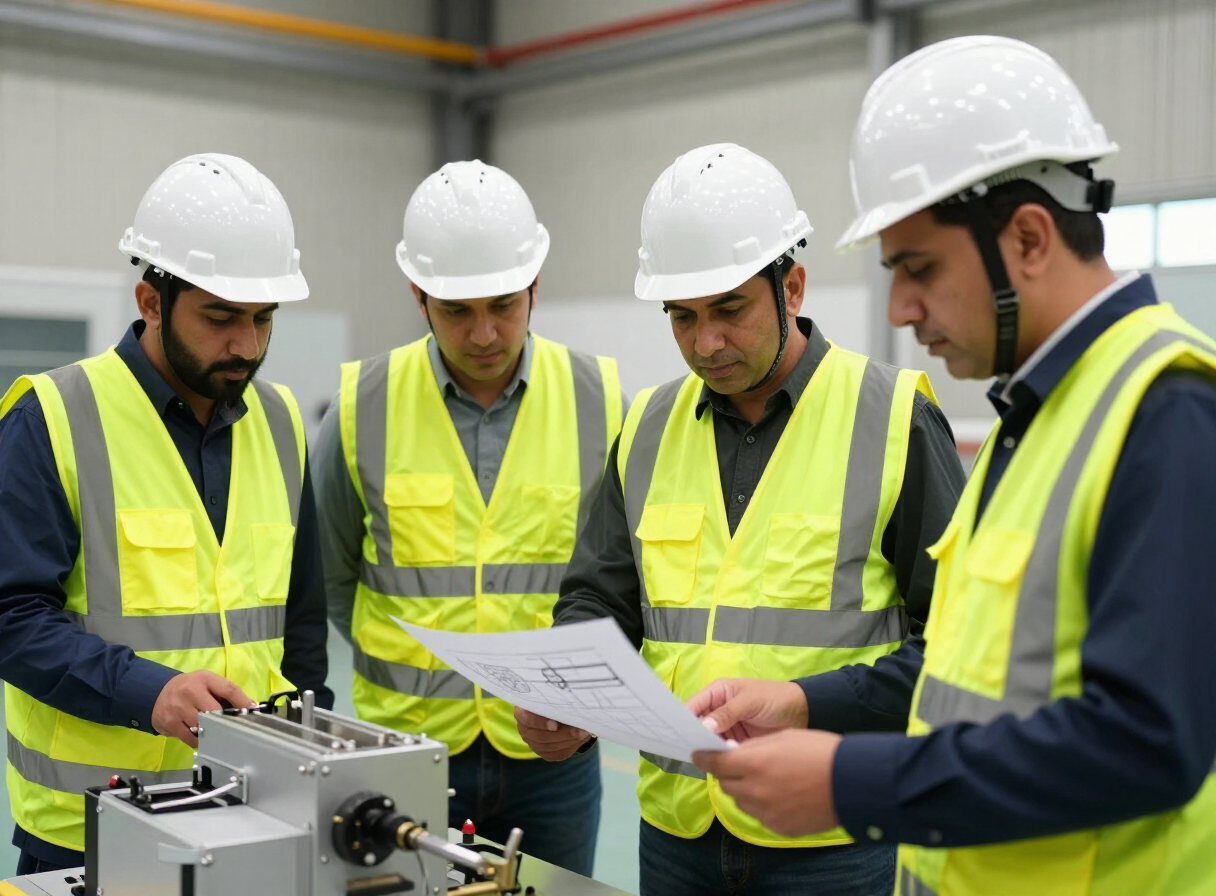 Engineering professionals discussing practical workforce training